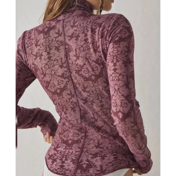 INTIMATELY FREE PEOPLE You and I Print Ribbed Highneck Top in Acai Floral Boho - Picture 2 of 14